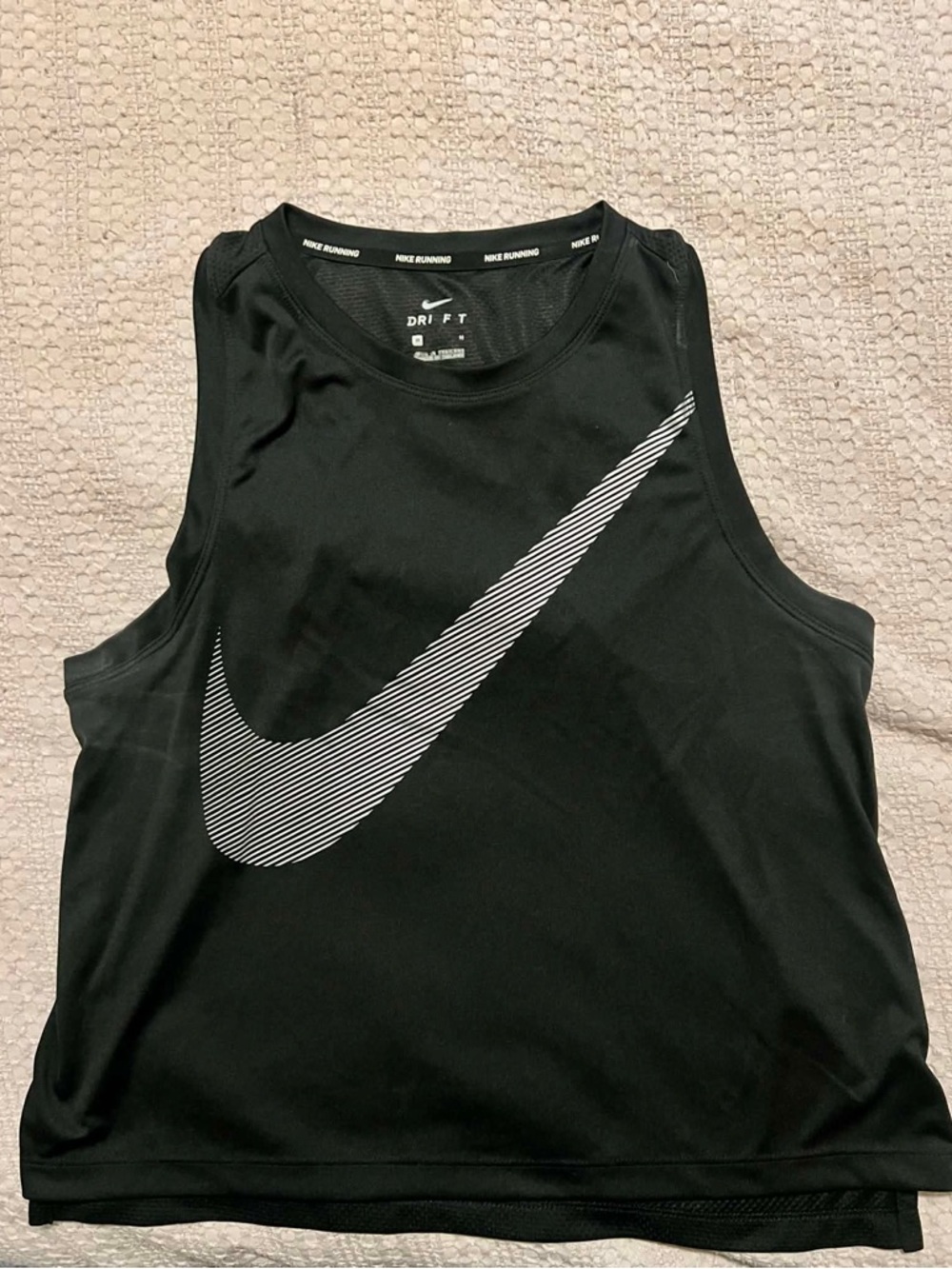 Nike Black Tank with White Striped Swoosh